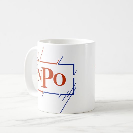 Initiaal Monogram bruin blauw Slagen M N O P Koffiemok (Voorkant links)