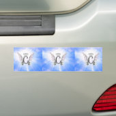 Initiaal Monogram C met Angel Wings, Halo Clouds Bumpersticker (Op auto)