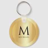 Initiaal Monogram Faux Gold Name Elegant Sjabloon Sleutelhanger (Achterkant)