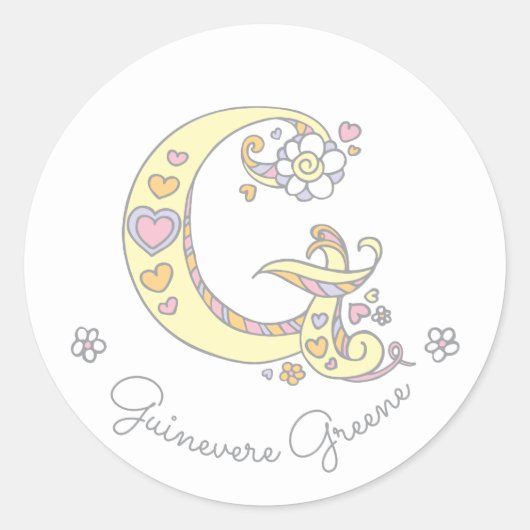Initiaal monogram G aangepaste naam id naam sticke Ronde Sticker (Voorkant)