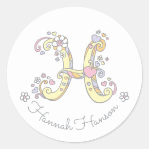 Initiaal monogram H aangepaste naam stickers met i