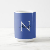 Initiaal monogram handgeschreven eigen naam blauw koffiemok (Center)