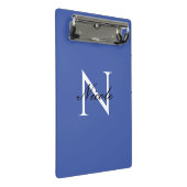 Initiaal monogram handgeschreven eigen naam blauw mini klembord (Schuin)