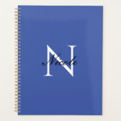 Initiaal monogram handgeschreven eigen naam blauw planner (Voorkant)