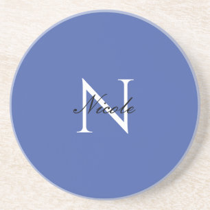 Initiaal monogram handgeschreven eigen naam blauw zandsteen onderzetter