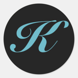Initiaal Monogram Letter K Ronde Sticker