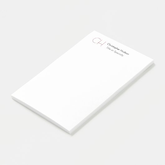 Initiaal Monogram Modern Minimalistisch Eenvoudig Post-it® Notes (Schuin)