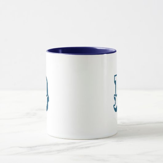 Initiaal | Monogram Moderne Trendy Blauwe Kleur Mok (Midden)