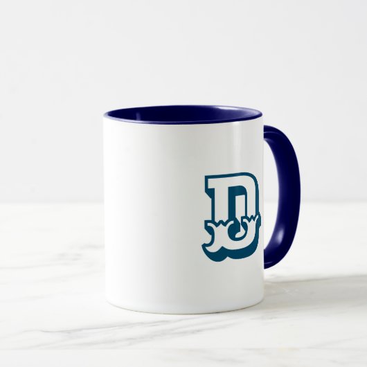 Initiaal | Monogram Moderne Trendy Blauwe Kleur Mok (Voorkant rechts)