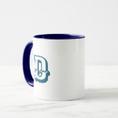 Initiaal | Monogram Moderne Trendy Blauwe Kleur Mok (Voorkant links)