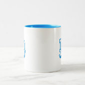 Initiaal | Monogram Moderne Trendy Blauwe Kleur Tweekleurige Koffiemok (Center)