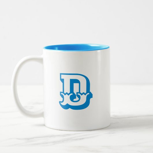Initiaal | Monogram Moderne Trendy Blauwe Kleur Tweekleurige Koffiemok (Links)