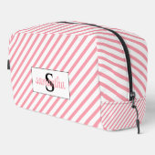 Initiaal Monogram Naam Roze en Wit Toilettasje (Rechterhoek)