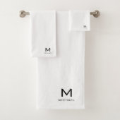  Initiaal Monogram Naam Zwart Wit Bad Handdoek (Insitu)