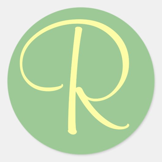 Initiaal Monogram R Groene Crème Sti... - Geperson Ronde Sticker (Voorkant)