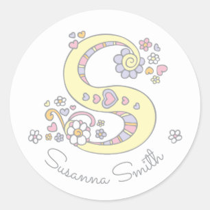 Initiaal monogram S aangepaste naam id naam sticke Ronde Sticker