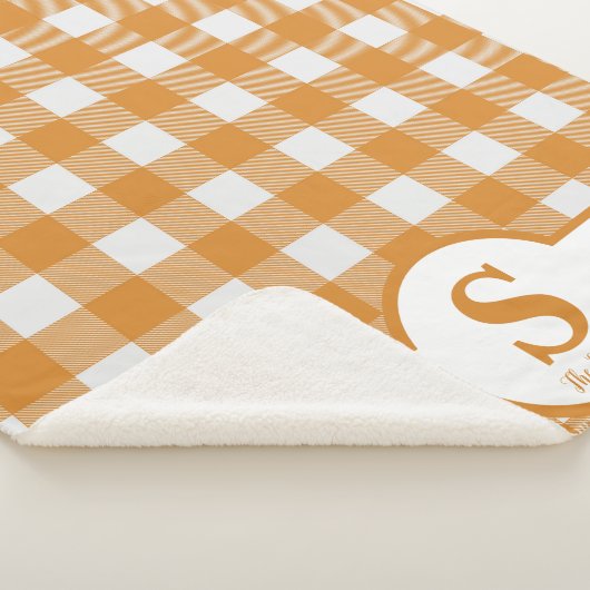 Initiaal Monogram Sinaasappel en witte speldenstaa Sherpa Deken (3/4)
