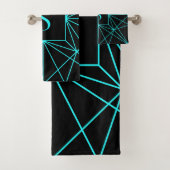 Initiaal monogram | Turquoise geometrisch ontwerp Bad Handdoek (Insitu)
