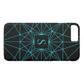 Initiaal monogram | Turquoise geometrisch ontwerp Case-Mate iPhone Case (Achterkant (Horizontaal))