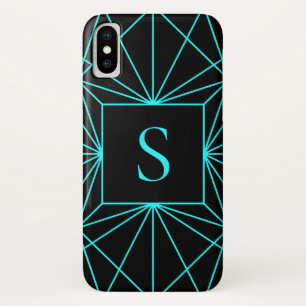 Initiaal monogram Turquoise geometrisch ontwerp iPhone X Hoesje