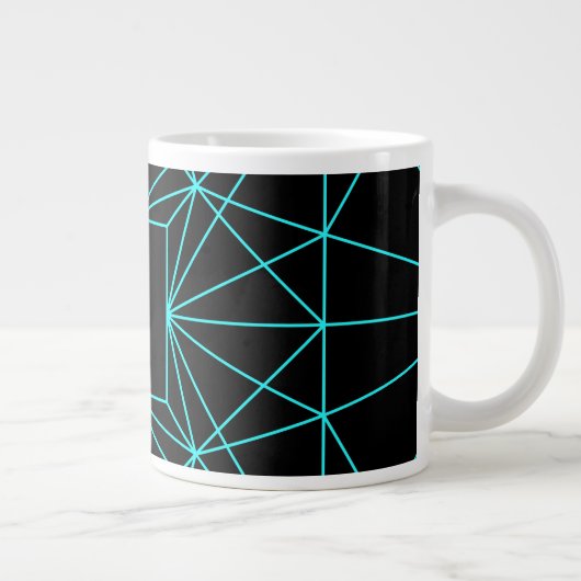 Initiaal monogram | Turquoise geometrisch ontwerp Extra Grote Beker (Rechts)