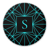 Initiaal monogram | Turquoise geometrisch ontwerp Keramische Knop (Voorkant)