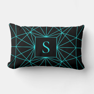 Initiaal monogram Turquoise geometrisch ontwerp Kussen