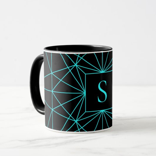 Initiaal monogram | Turquoise geometrisch ontwerp Mok (Voorkant links)
