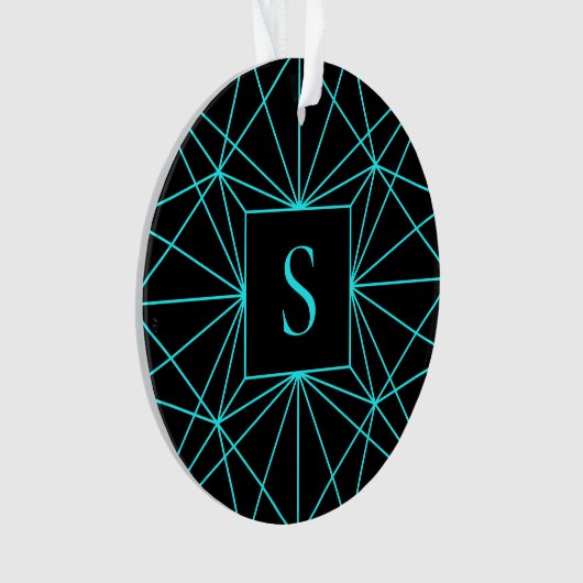 Initiaal monogram | Turquoise geometrisch ontwerp Ornament (voorkant)