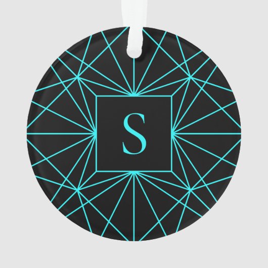 Initiaal monogram | Turquoise geometrisch ontwerp Ornament (achterkant)