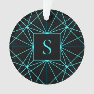 Initiaal monogram Turquoise geometrisch ontwerp Ornament