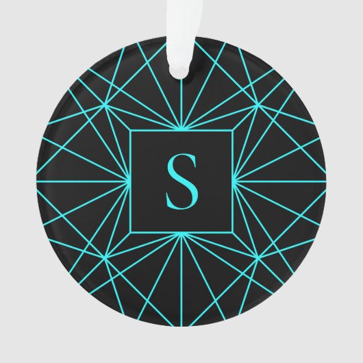 Initiaal monogram | Turquoise geometrisch ontwerp Ornament (voorkant)