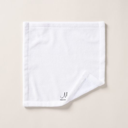 Initiaal Monogram Typografie Zwart Wit Aangepast Bad Handdoek (Wasdoekje)