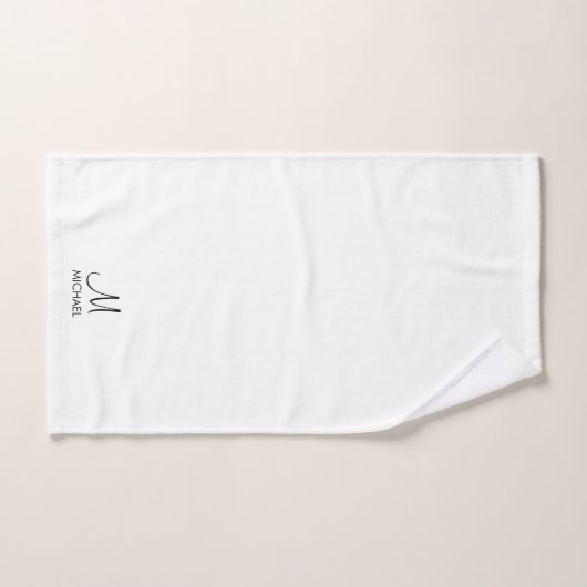 Initiaal Monogram Typografie Zwart Wit Aangepast Bad Handdoek (Handdoek)