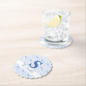 Initiaal Monogram wit en licht blauw Kartonnen Onderzetters (Insitu)