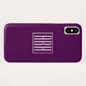 Initiaal Monogram | Wit Op Diep Paars Case-Mate iPhone Case (Achterkant (horizontaal))