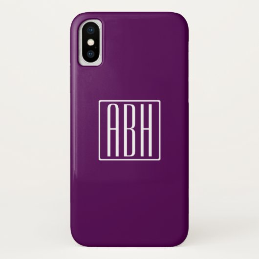Initiaal Monogram | Wit Op Diep Paars Case-Mate iPhone Case (Achterkant)