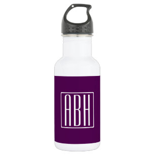 Initiaal Monogram Wit Op Diep Paars Waterfles