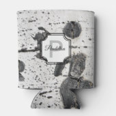 Initiaal monogram | Zwart Wit Aspen Bark Foto Blikjeskoeler (Achterkant)