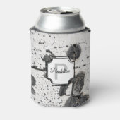 Initiaal monogram | Zwart Wit Aspen Bark Foto Blikjeskoeler (Blikje Achterkant)