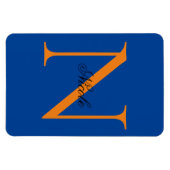 Initiaal Monogrammen Handgeschreven Naam Deep Blue Magneet (Horizontaal)