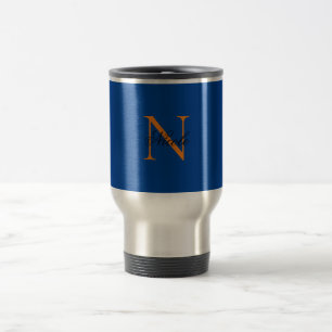 Initiaal Monogrammen Handgeschreven Naam Deep Blue Reisbeker