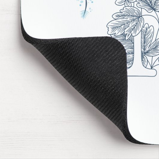 Initiaal "N" Blauw Monogram Kalm Bloemen Muismat (Hoek)