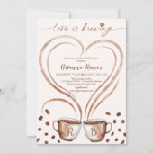 Initiaal Naam Coffee Love is Brewing Invitation Kaart (Voorkant)