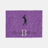 Initiaal, Naam Golfer Paarse Denim Print Fleece Deken (Voorkant (Horizontaal))