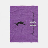 Initiaal, Naam Golfer Paarse Denim Print Fleece Deken (Voorkant)