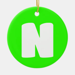 Initiaal Neon Green Trendy Modern Keramisch Ornament