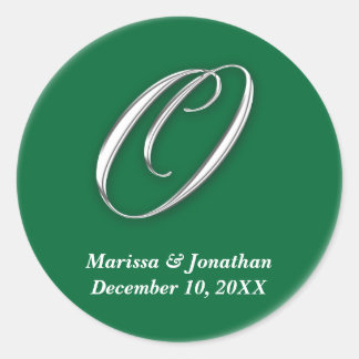 Initiaal O groen monogram, douanenaam gunstiger ze Ronde Sticker