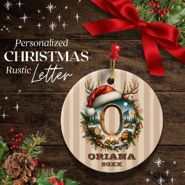  Initiaal O met Winter Wonderland Scene Keramisch Ornament