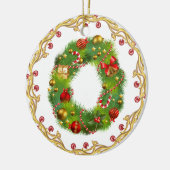 initiaal O monogrammed kerstversiering - cirkel Keramisch Ornament (Links)